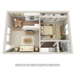 1 Bed • 1 Bath 63 floor plan